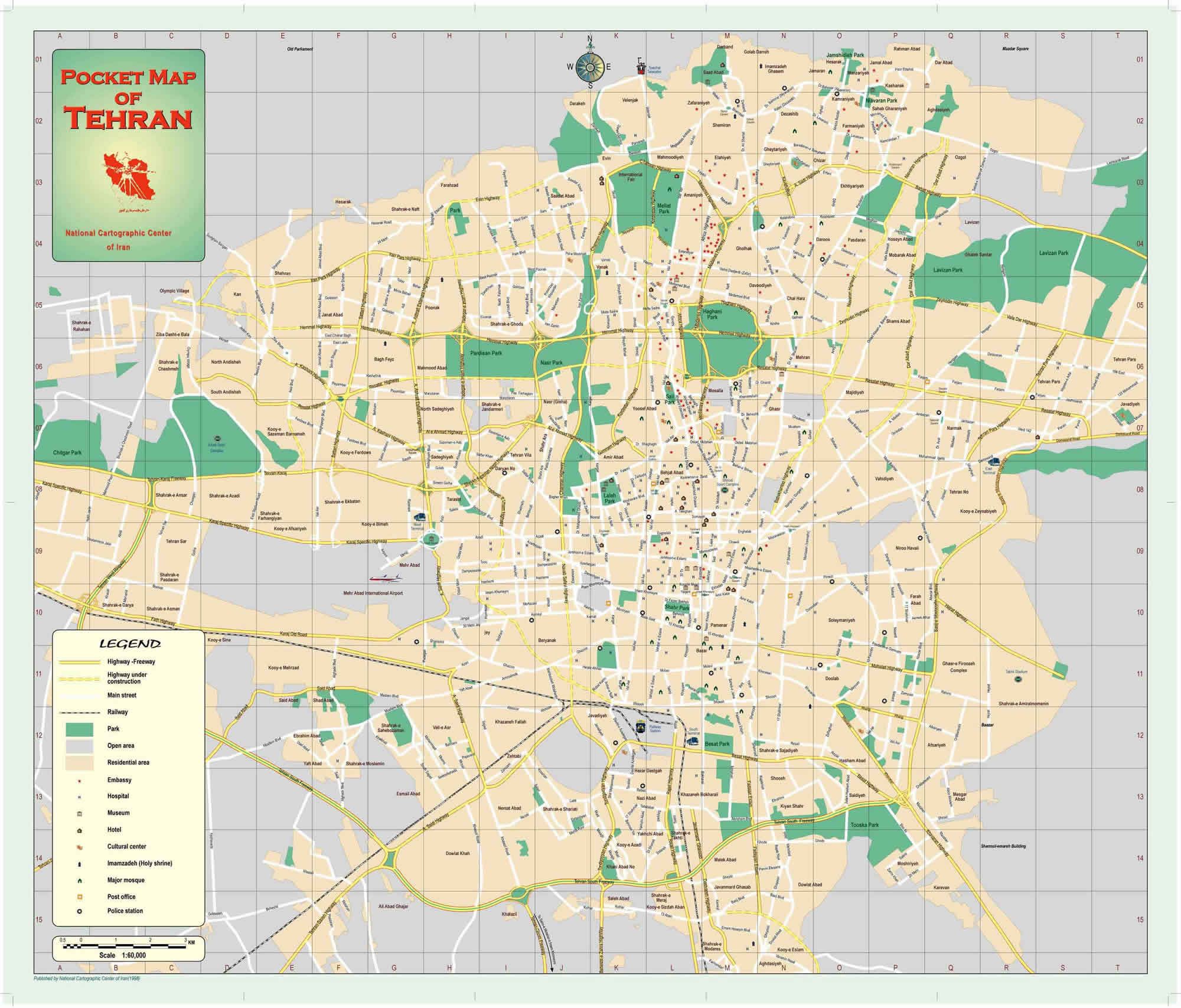 tourist map tehran